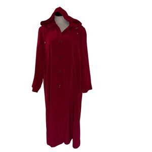 Regent Park Womens Coat Size XL Red Hooded Trench Lined Pockets Casual